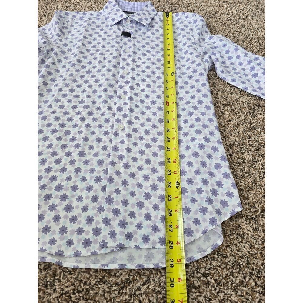 Report Collection Floral Shirt Men M Purple Stretch Slim Fit NWOT Soft Statement - Picture 8 of 9
